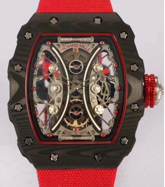 Richard Mille Replica Watch RM53-01 PABLO MAC DONOUGH Carbon Red fabric Men
